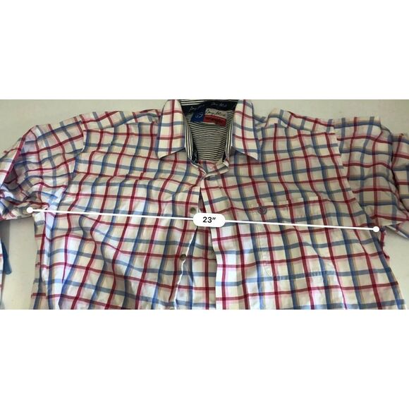 Wrangler Red Blue Plaid Cowboy Cut Button Down Shirt Men's - Picture 8 of 10